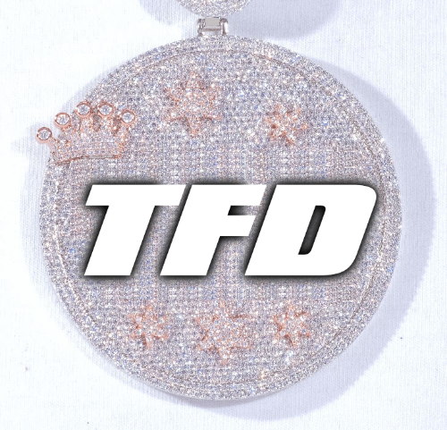 CUSTOM LETTER NECKLACE 3D BIG CROWN DISC