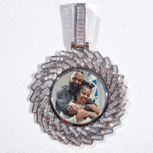 Large 3D Baguette Custom Picture Pendant