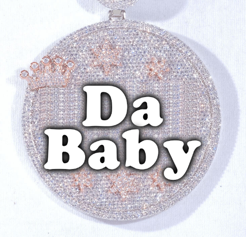CUSTOM LETTER NECKLACE 3D BIG CROWN DISC