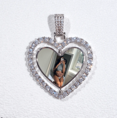 3D Spinning 2-Faced Heart Custom Picture Pendant