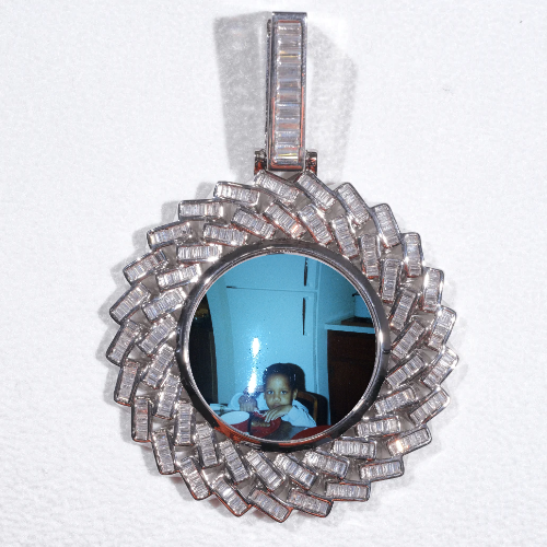 Large 3D Baguette Custom Picture Pendant