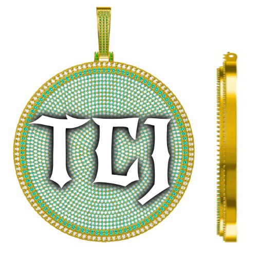 CUSTOM LETTER NECKLACE 3D BIG DISC