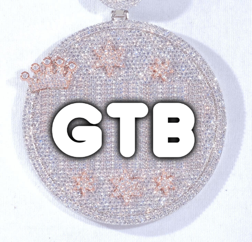 CUSTOM LETTER NECKLACE 3D BIG CROWN DISC