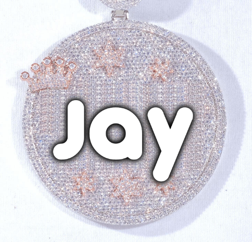 CUSTOM LETTER NECKLACE 3D BIG CROWN DISC
