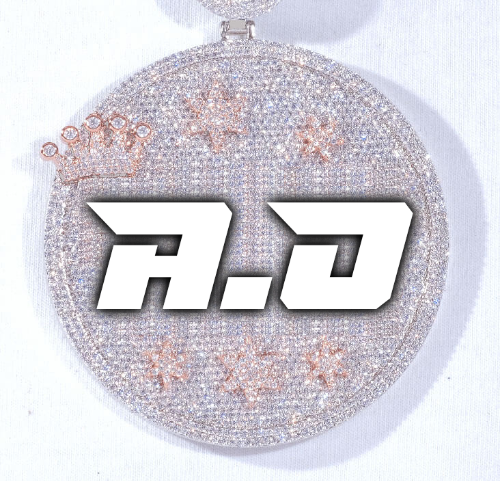 CUSTOM LETTER NECKLACE 3D BIG CROWN DISC