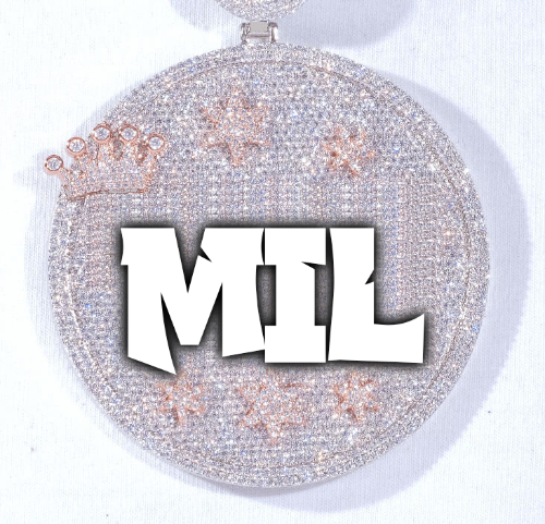 CUSTOM LETTER NECKLACE 3D BIG CROWN DISC