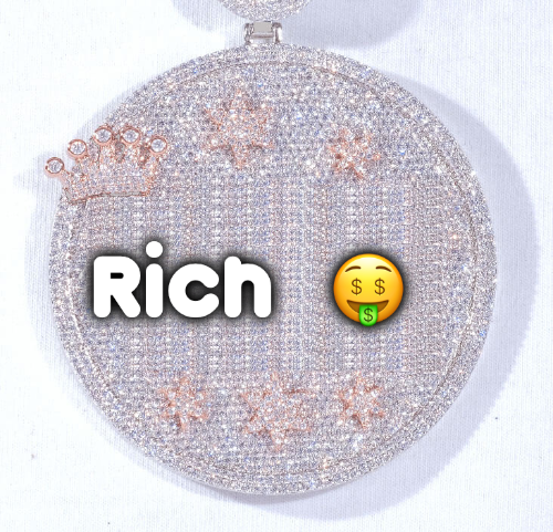 CUSTOM LETTER NECKLACE 3D BIG CROWN DISC