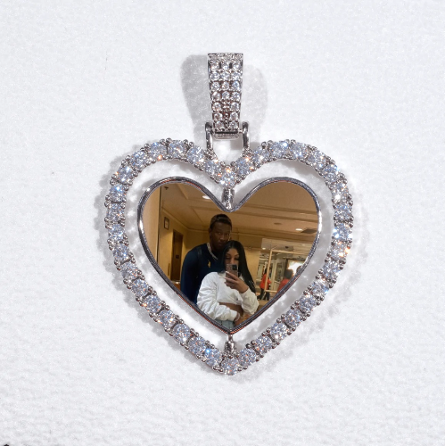 3D Spinning 2-Faced Heart Custom Picture Pendant