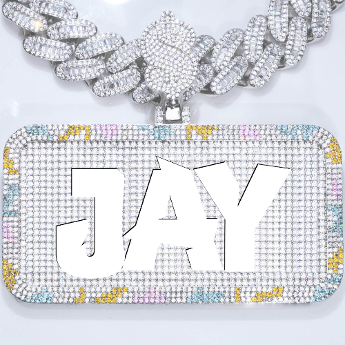 CUSTOM LETTER NECKLACE 3D COLORFUL SQUARE