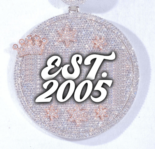 CUSTOM LETTER NECKLACE 3D BIG CROWN DISC
