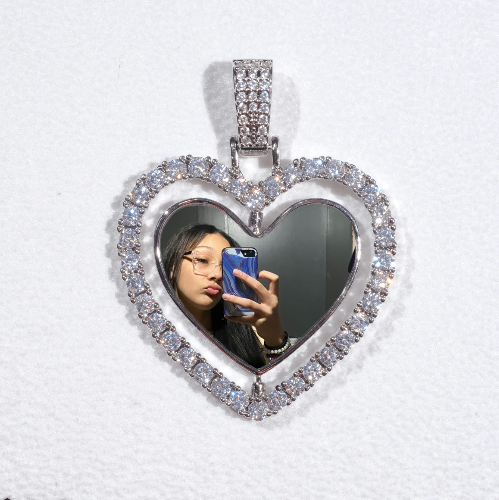 3D Spinning 2-Faced Heart Custom Picture Pendant