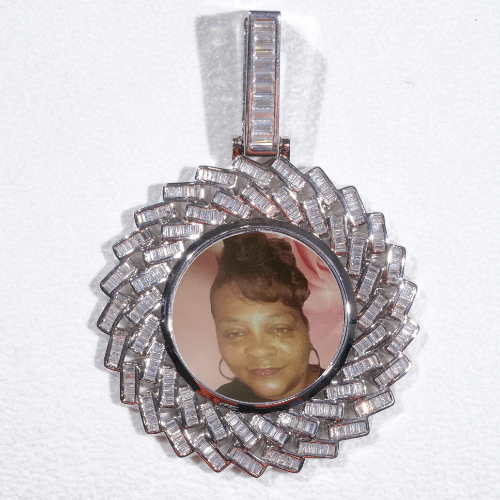Large 3D Baguette Custom Picture Pendant