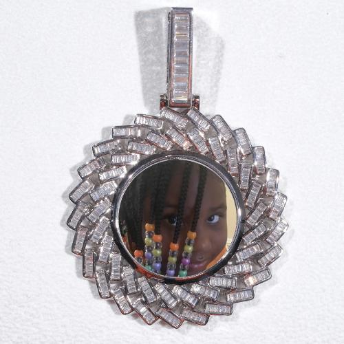 Large 3D Baguette Custom Picture Pendant
