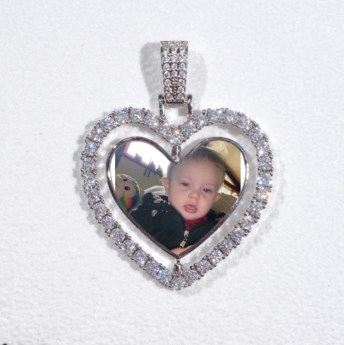 3D Spinning 2-Faced Heart Custom Picture Pendant