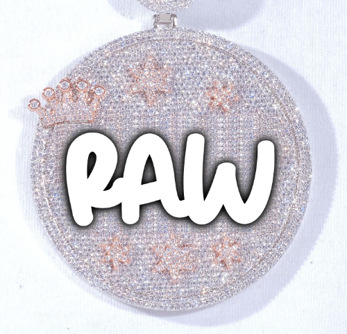 CUSTOM LETTER NECKLACE 3D BIG CROWN DISC