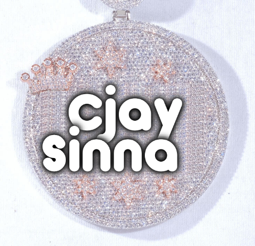 CUSTOM LETTER NECKLACE 3D BIG CROWN DISC