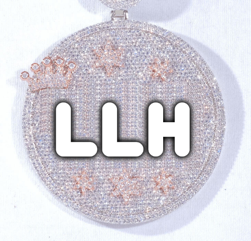 CUSTOM LETTER NECKLACE 3D BIG CROWN DISC