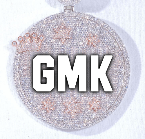CUSTOM LETTER NECKLACE 3D BIG CROWN DISC