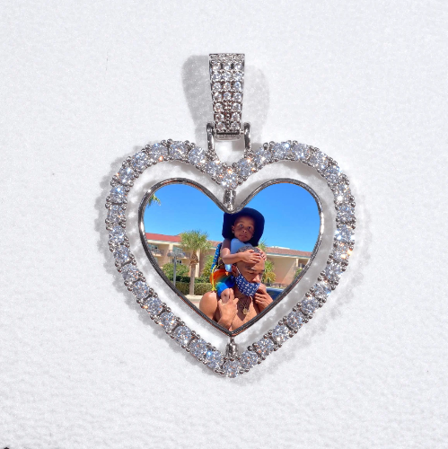 3D Spinning 2-Faced Heart Custom Picture Pendant