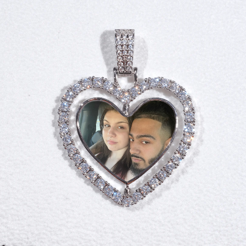3D Spinning 2-Faced Heart Custom Picture Pendant