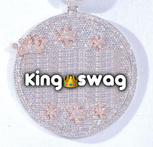 CUSTOM LETTER NECKLACE 3D BIG CROWN DISC