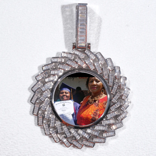 Large 3D Baguette Custom Picture Pendant