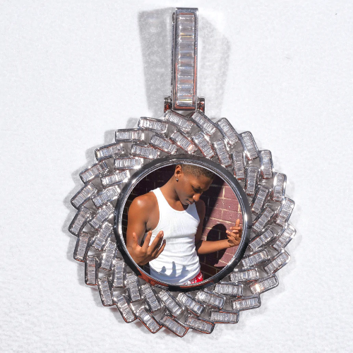 Large 3D Baguette Custom Picture Pendant
