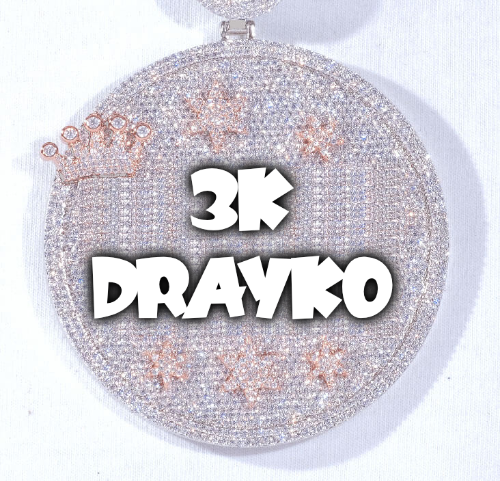 CUSTOM LETTER NECKLACE 3D BIG CROWN DISC