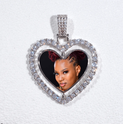 3D Spinning 2-Faced Heart Custom Picture Pendant