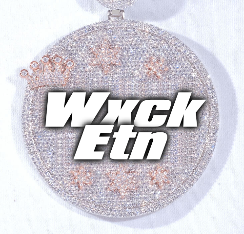 CUSTOM LETTER NECKLACE 3D BIG CROWN DISC