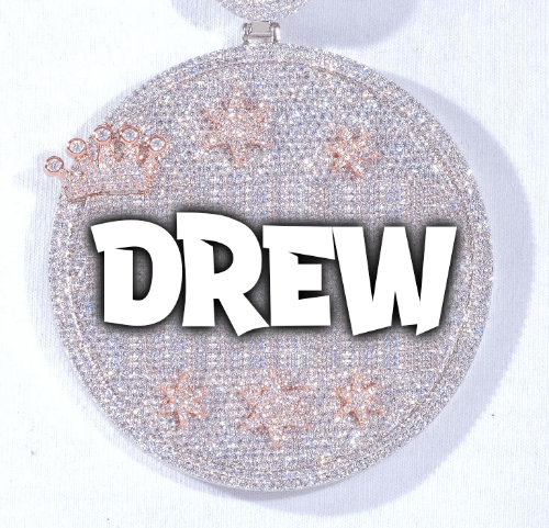 CUSTOM LETTER NECKLACE 3D BIG CROWN DISC