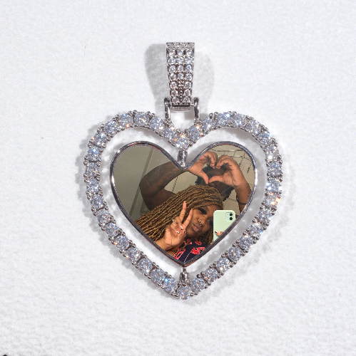 3D Spinning 2-Faced Heart Custom Picture Pendant