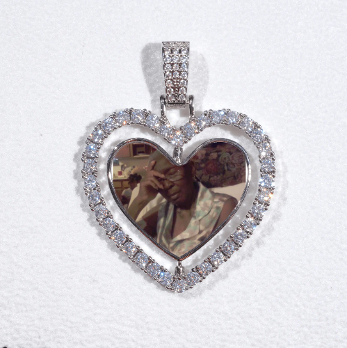 3D Spinning 2-Faced Heart Custom Picture Pendant