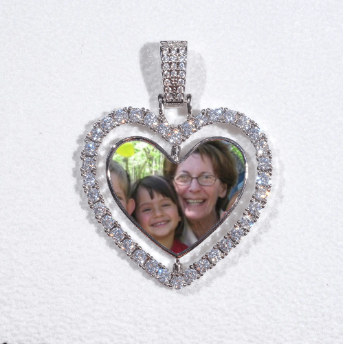 3D Spinning 2-Faced Heart Custom Picture Pendant