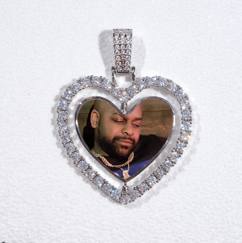 3D Spinning 2-Faced Heart Custom Picture Pendant