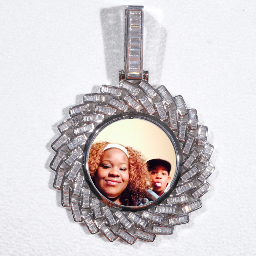 Large 3D Baguette Custom Picture Pendant