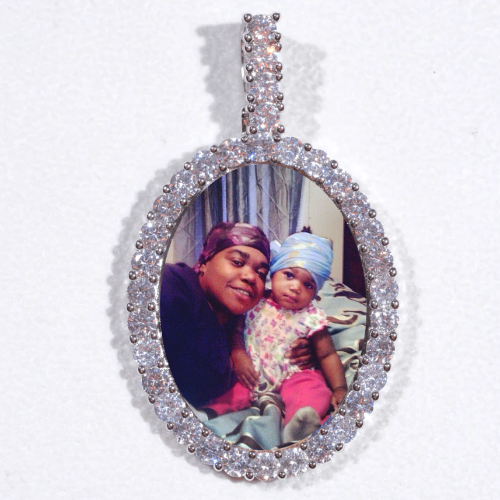 Large 3D Oval Custom Picture Pendant