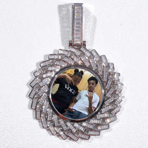 Large 3D Baguette Custom Picture Pendant