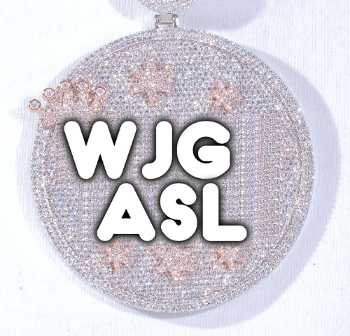 CUSTOM LETTER NECKLACE 3D BIG CROWN DISC