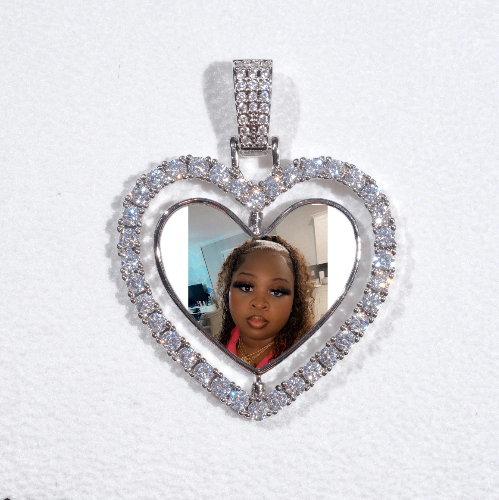 3D Spinning 2-Faced Heart Custom Picture Pendant