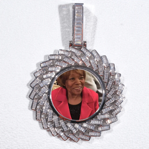 Large 3D Baguette Custom Picture Pendant
