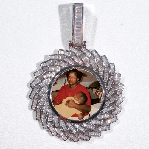 Large 3D Baguette Custom Picture Pendant