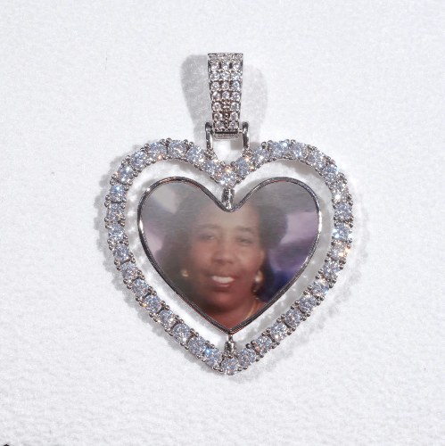 3D Spinning 2-Faced Heart Custom Picture Pendant