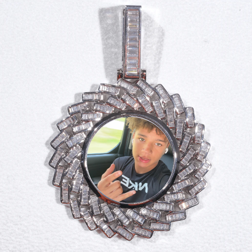 Large 3D Baguette Custom Picture Pendant
