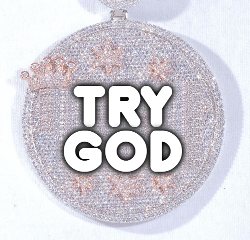CUSTOM LETTER NECKLACE 3D BIG CROWN DISC