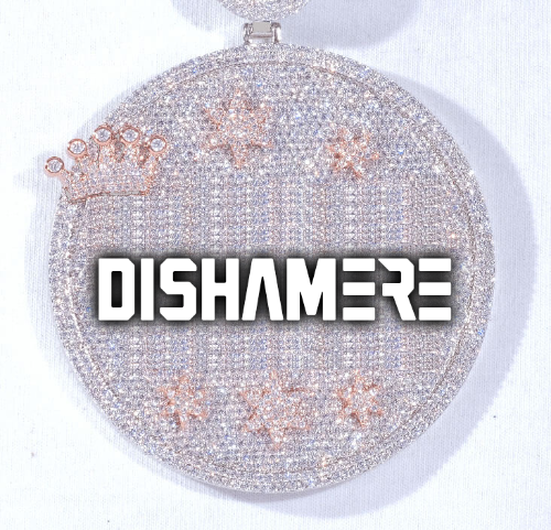 CUSTOM LETTER NECKLACE 3D BIG CROWN DISC