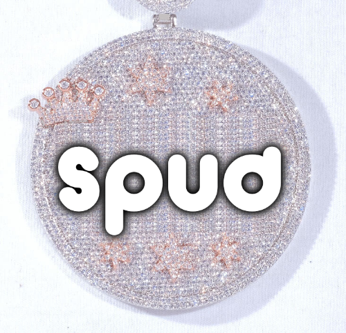 CUSTOM LETTER NECKLACE 3D BIG CROWN DISC