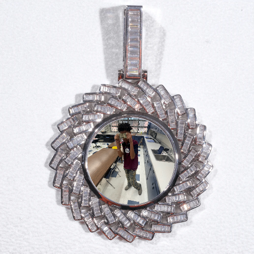 Large 3D Baguette Custom Picture Pendant