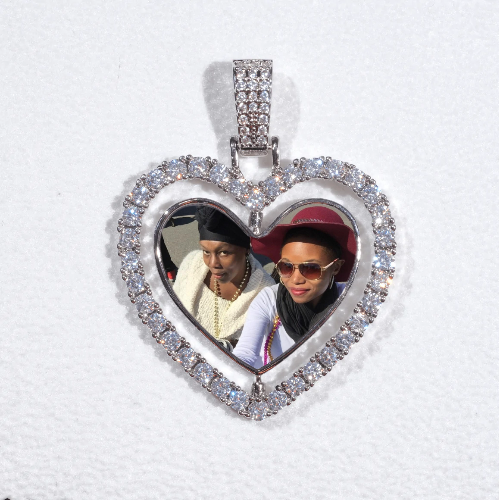3D Spinning 2-Faced Heart Custom Picture Pendant