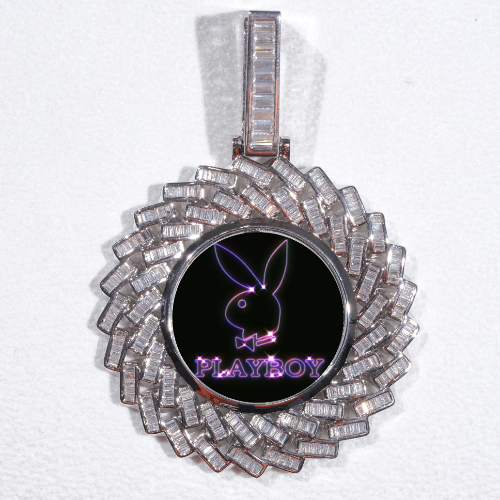 Large 3D Baguette Custom Picture Pendant